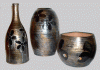 Set de vase din ceramica pictata, gri metalic patinat