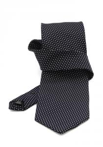 Cravata neagra cu insertii bleumarin si puncte albe - NOU!