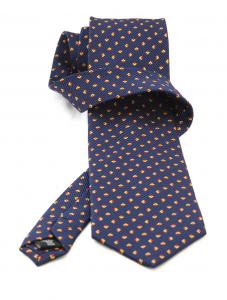 Cravata bleumarin cu patratele galbene si rosii