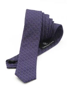 Cravata Jacquard bleumarin cu modele geometrice Slim