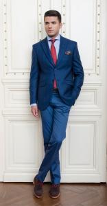 Sacou albastru in carouri Slim Fit Gentlemen`s Corner - Cape Horn - NOU!