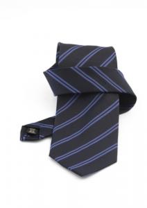 Cravata bleumarin cu dungi albastre si negre - NOU!