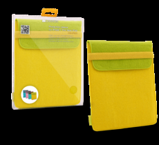 Sleeve for iPad2 / New iPad (Yellow),  made of durable flock material