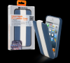 Carefully hand-made protective leather case for iPhone 5 (Blue/White),  screen protector included