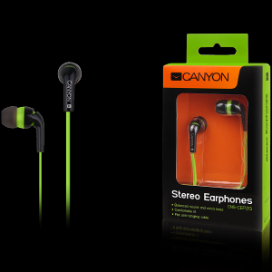 Canyon fashion earphones, flat anti-tangling cable, green