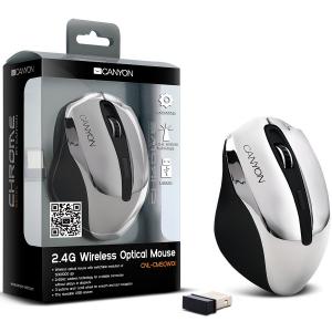 Input Devices - Mouse CANYON CNL-CMSOW01 (Wireless 2.4GHz, Optical 500/1000dpi,USB 2.0), Chrome Black