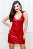 Rochie din paiete rosie cu fundite - Rochie RED SPARKLE