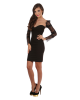 Rochie neagra cu maneci din dantela  - rochie glow