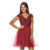 Rochie clos cu tull tip corset bordo