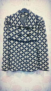 Jacheta bleumarin de lana cu imprimeu