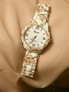Ceas de dama cu imprimeu floral JOY