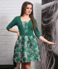 Rochie clos din brocard cu model floral daiana verde