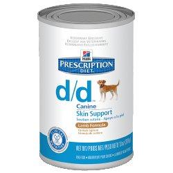 Hrana umeda pentru caini cu alergii Prescription Diet d/d miel 370 g