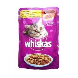 Pachet 10 plicuri hrana umeda pentru pisici Whiskas Duo pui cu rata 100 g