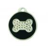 Medalion cerc negru cu os din cristale swarovski,