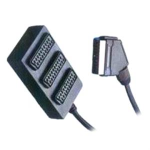 Adaptor scart tata la 3 scart mama negru