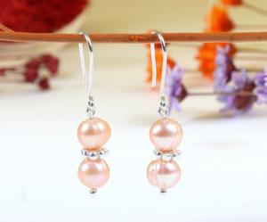 Cercei din perle roz si argint CPRLR45