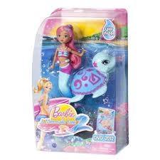 Papusa Barbie Sirena Mini cu testoasa