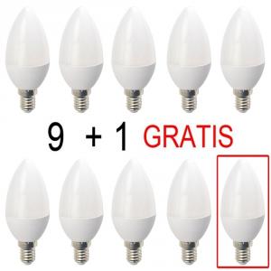 Set 9 plus 1 Gratis Becuri LED Drimus E14 6W lumina rece DL-6062