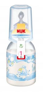NUK Biberon PP Baby Blue 110ml + tetina silicon lapte, mar.1 (0-6 luni)