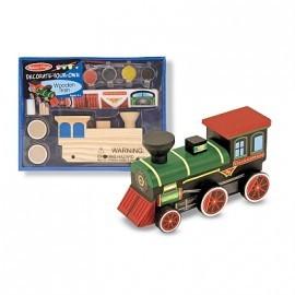 Melissa & Doug - Trenulet din lemn de asamblat si pictat