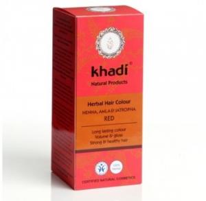 Vopsea de par naturala,Henna cu amla si jatropha (Rosu)  100g, Khadi