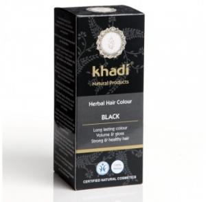 Vopsea de par naturala negru, 100gr, Khadi