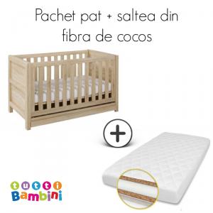 Set patut + salteluta pentru bebelusi Milan Reclaimed Oak, Tutti Bambini