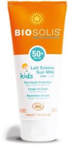 Lapte BIO de corp si fata cu protectie solara inalta FPS 50+ pentru copii si bebelusi, 100 ml, BIOSOLIS