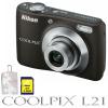 Nikon coolpix l21 maro kit inclusiv geanta + 2gb sd-card