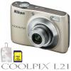 Nikon coolpix l21 argintiu inclusiv geanta + 2gb sd-card