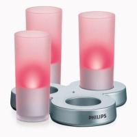 Philips IMAGEO Glass CandleLights set de 3 lumanari, rosu