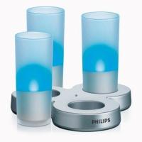 Philips IMAGEO Glass CandleLights set de 3 lumanari, albastru