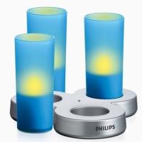Philips LUMIGOS, Set 3 lumanari colorate, albastru