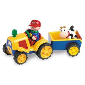 Tractor electronic cu remorca si vacuta First Friends - Tolo Toys