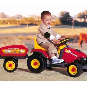 PEG PEREGO - TRACTOR ELECTRIC FARM ANIMALS CU REMORCA