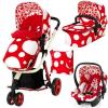 Carucior sistem 3 in 1 Giggle Red Bubbles Cosatto