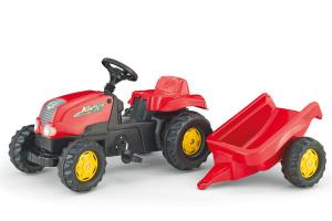 Tractor Cu Pedale Si Remorca Copii 012121 Rosu Rolly Toys