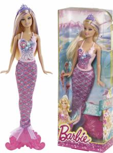Papusa Barbie sirena Blonda cu suvite mov Mattel