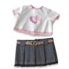 Set bluza si fusta denim pentru papusi 21 cm