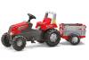 Tractor Cu Pedale Si Remorca Copii 800261 Rosu Rolly Toys