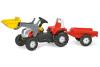 Tractor cu pedale si remorca 023936 alb rosu rolly toys