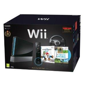 Consola Nintendo Wii Black cu Wii Sports + Mario Kart si Black Wii Wheel + Motion Plus Controller