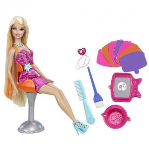 Papusa Barbie si accesorii pentru coafat Mattel