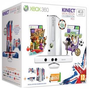 Consola
 Xbox 360 4GB Celebration Pack (Kinect Sensor + 2 jocuri + 1 Skin + 3 
luni Xbox Live Gold)