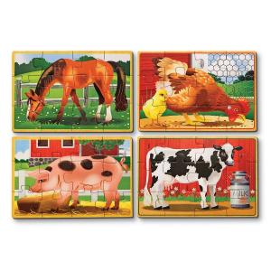 Set 4 puzzle lemn in cutie- Animale domestice- Melissa &amp; Doug