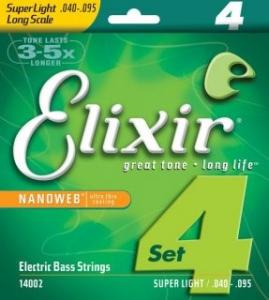 Elixir Electric Bass 4 String Set Super Light (.040-.95)