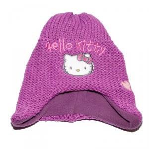 Caciula tricotata groasa Hello Kitty lila