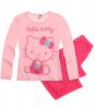 Pijama cu maneca lunga hello kitty roz cu buline