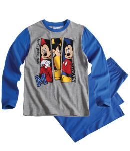 Pijama cu maneca lunga Mickey Mouse-gri cu albastru